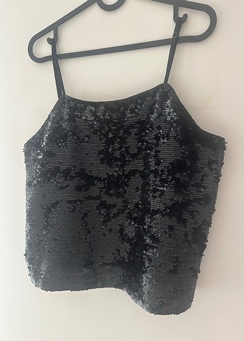 H&M H&M Siyah Pul Payetli Askılı Bluz