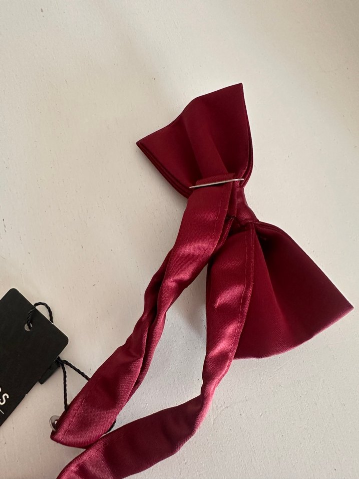 Erkek Bordo Düz Papyon - Görsel 3