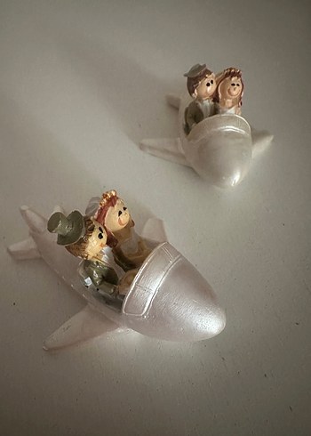 Uçak Figürlü Beyaz Gelin ve Damat Biblo - Görsel 10
