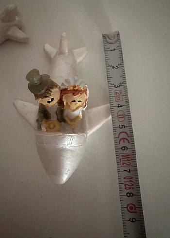 Uçak Figürlü Beyaz Gelin ve Damat Biblo - Görsel 4