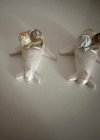 Uçak Figürlü Beyaz Gelin ve Damat Biblo - Görsel 6