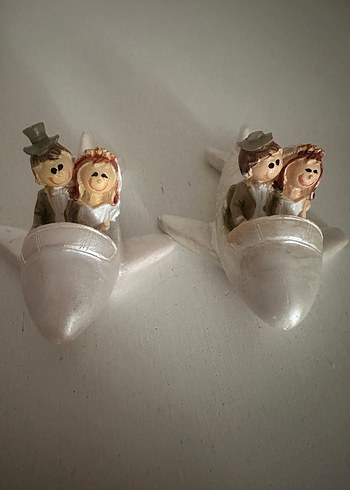 Uçak Figürlü Beyaz Gelin ve Damat Biblo - Görsel 8