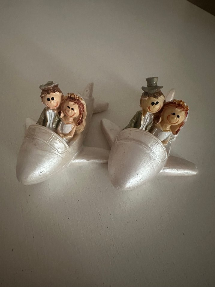 Uçak Figürlü Beyaz Gelin ve Damat Biblo - Görsel 2