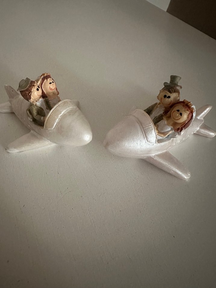 Uçak Figürlü Beyaz Gelin ve Damat Biblo - Görsel 5