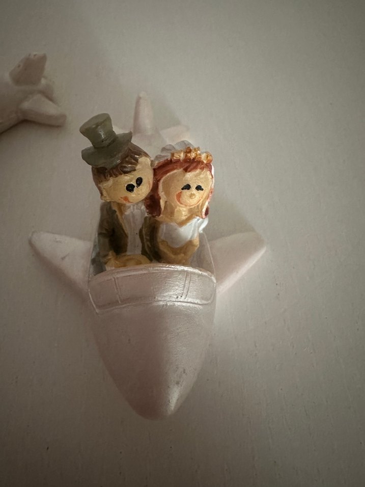 Uçak Figürlü Beyaz Gelin ve Damat Biblo - Görsel 3