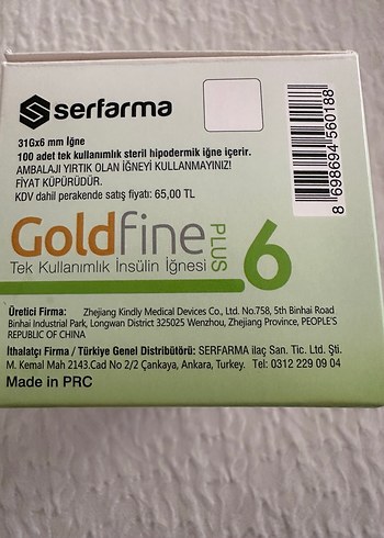 Diğer Serfarma Goldfine Tek Kullanımlık İnsülin İğnesi
