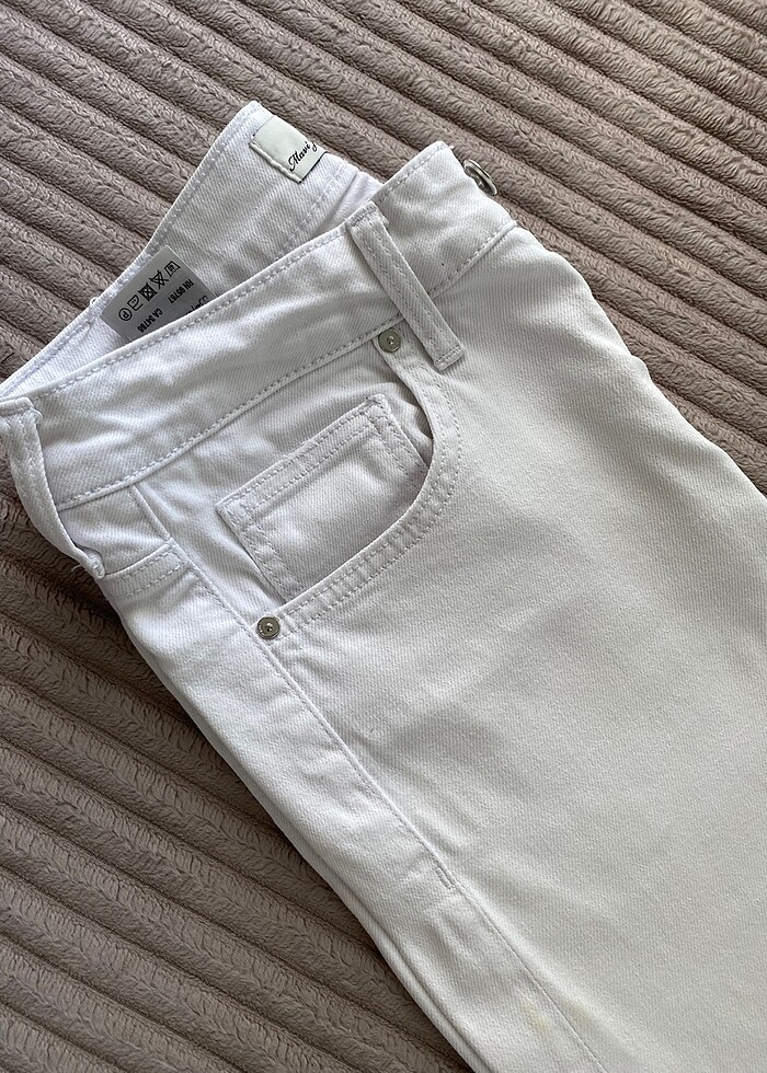 Mavi beyaz kot jean - Görsel 2