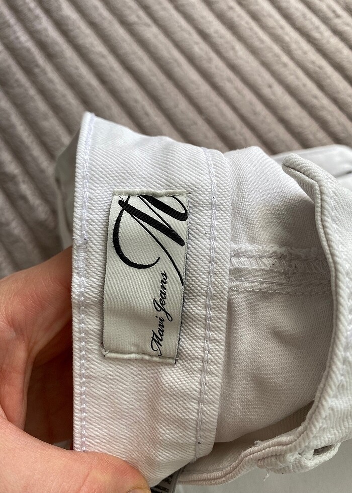 Mavi beyaz kot jean - Görsel 5