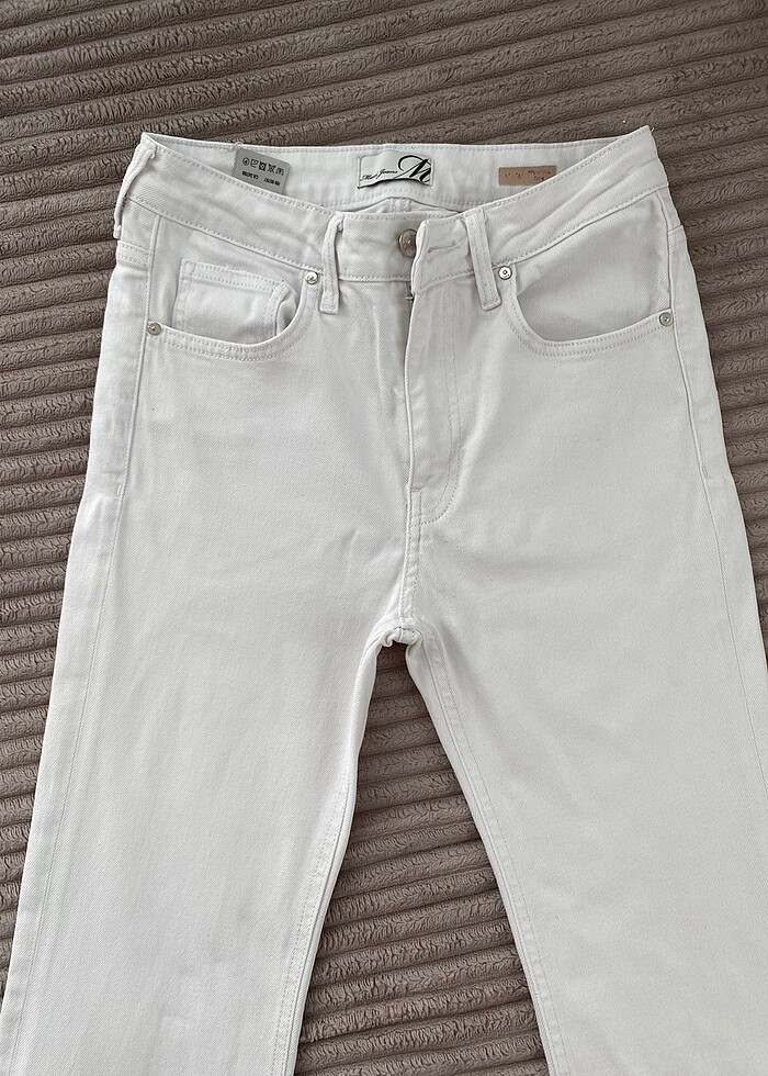 Mavi beyaz kot jean - Görsel 3