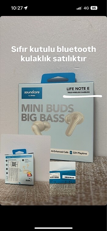 Sıfır paketi açılmamış anker soundcore bluetooth kulaklık