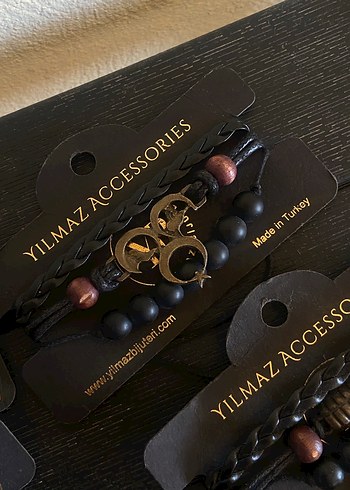 Bohem Tarz Siyah Erkek Bileklik 3 lü deri bileklik - Görsel 10