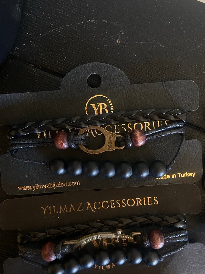 Bohem Tarz Siyah Erkek Bileklik 3 lü deri bileklik - Görsel 2