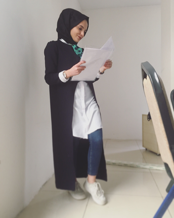 Siyah asimetrik tunik
