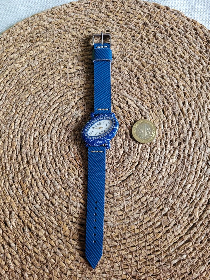 Metal Üzerine Seramik Görünümlü Vintage Saat - Görsel 3