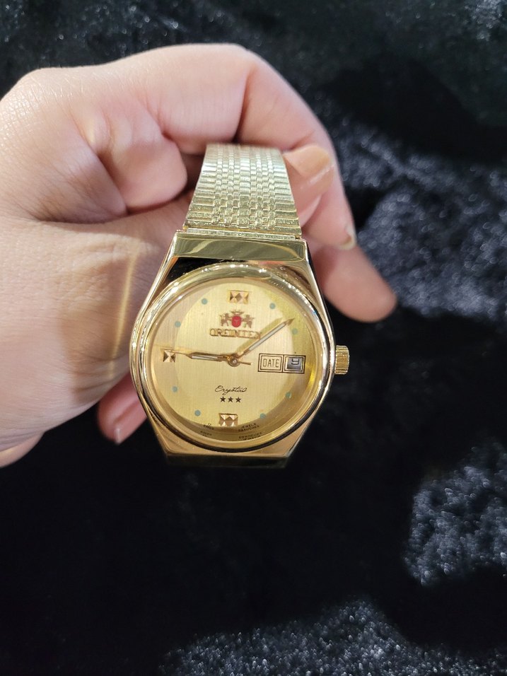 Orientex altın kaplama takvim göstergeli kurmalı kol saati - Görsel 5