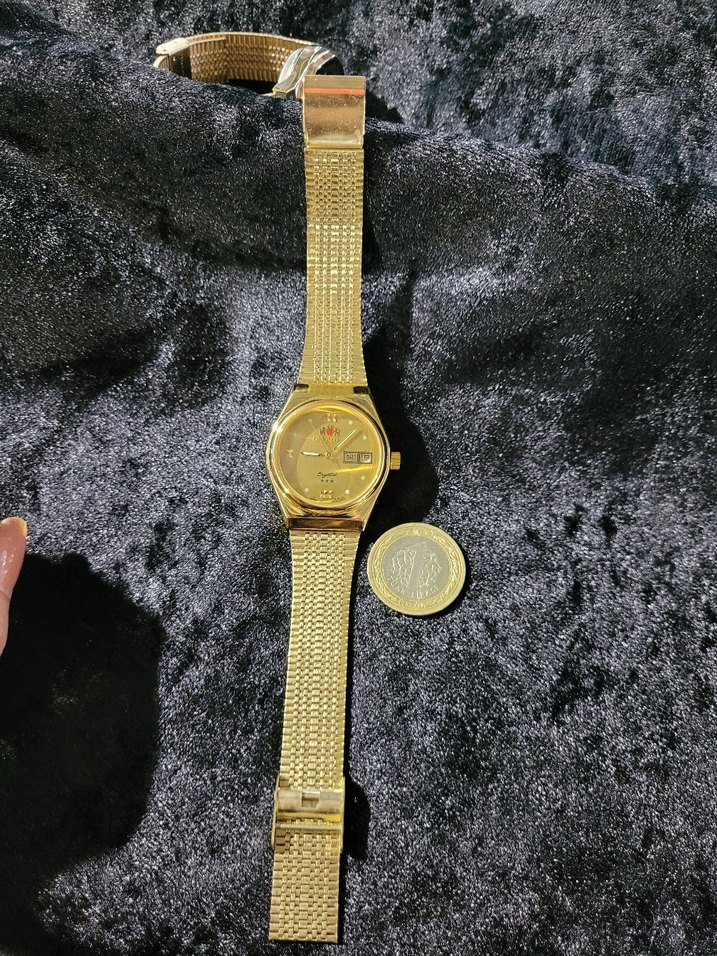 Orientex altın kaplama takvim göstergeli kurmalı kol saati - Görsel 2