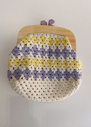 Pastel Çok Renkli Örgü Kadın el çantası - Görsel 3