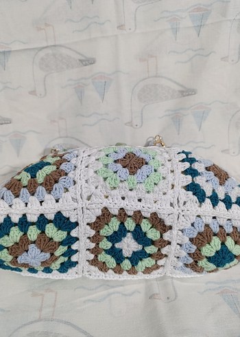 Boncuklu Çok Renkli Örgü Bohem Çanta - Görsel 6