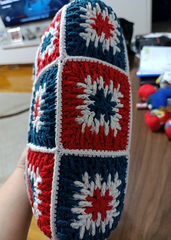 Renkli kar tanesi motifli örgü clutch - Görsel 2