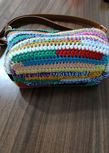Renkli Örgü Bohem Kadın Çantası - Görsel 3