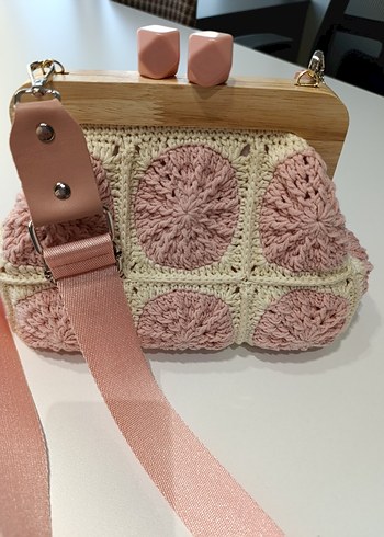 Pembe Örgü Kadın Çanta - Görsel 2