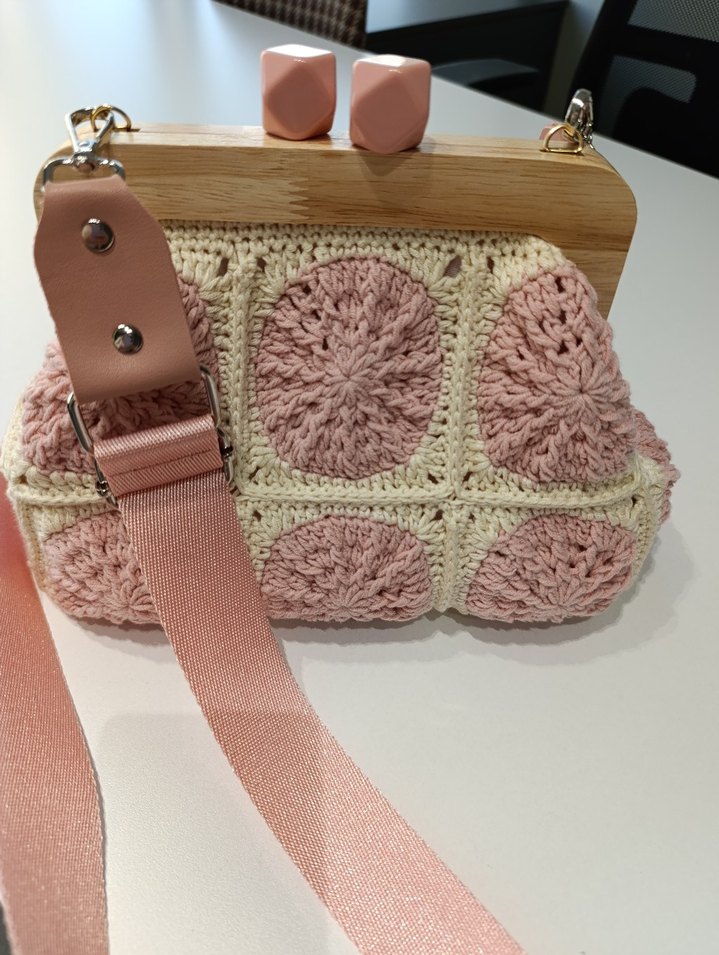 Pembe Örgü Kadın Çanta - Görsel 2