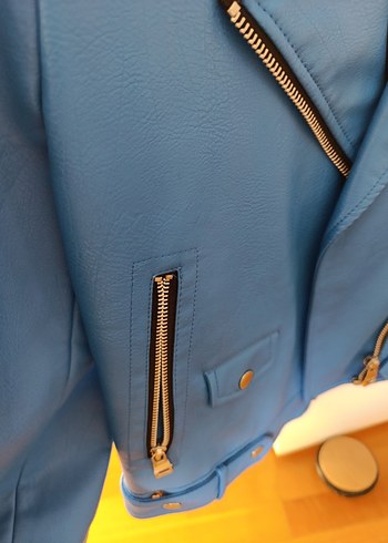 Mavi Deri Kadın Ceket - Mango - Görsel 3