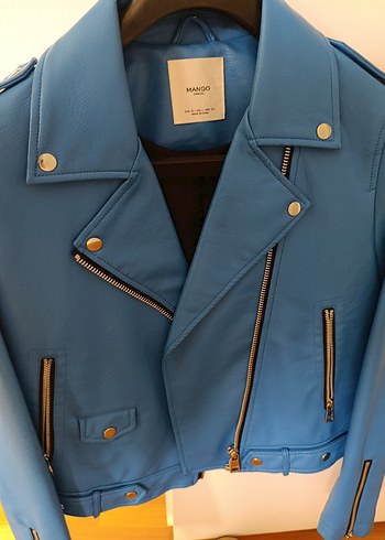 Mavi Deri Kadın Ceket - Mango - Görsel 2