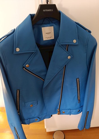 Mavi Deri Kadın Ceket - Mango - Görsel 4