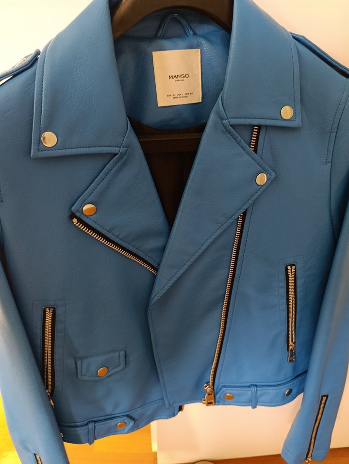 Mavi Deri Kadın Ceket - Mango - Görsel 2