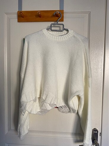 Oversize beyaz kazak