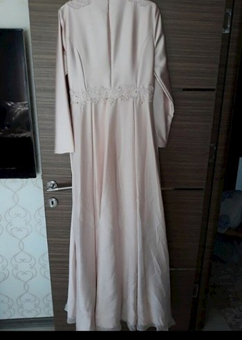 Uzun pembe renk Kadın Abiye Elbise - Görsel 3