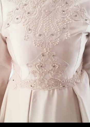 Uzun pembe renk Kadın Abiye Elbise - Görsel 5