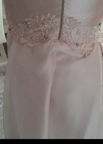 Uzun pembe renk Kadın Abiye Elbise - Görsel 9