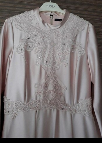 Uzun pembe renk Kadın Abiye Elbise - Görsel 10