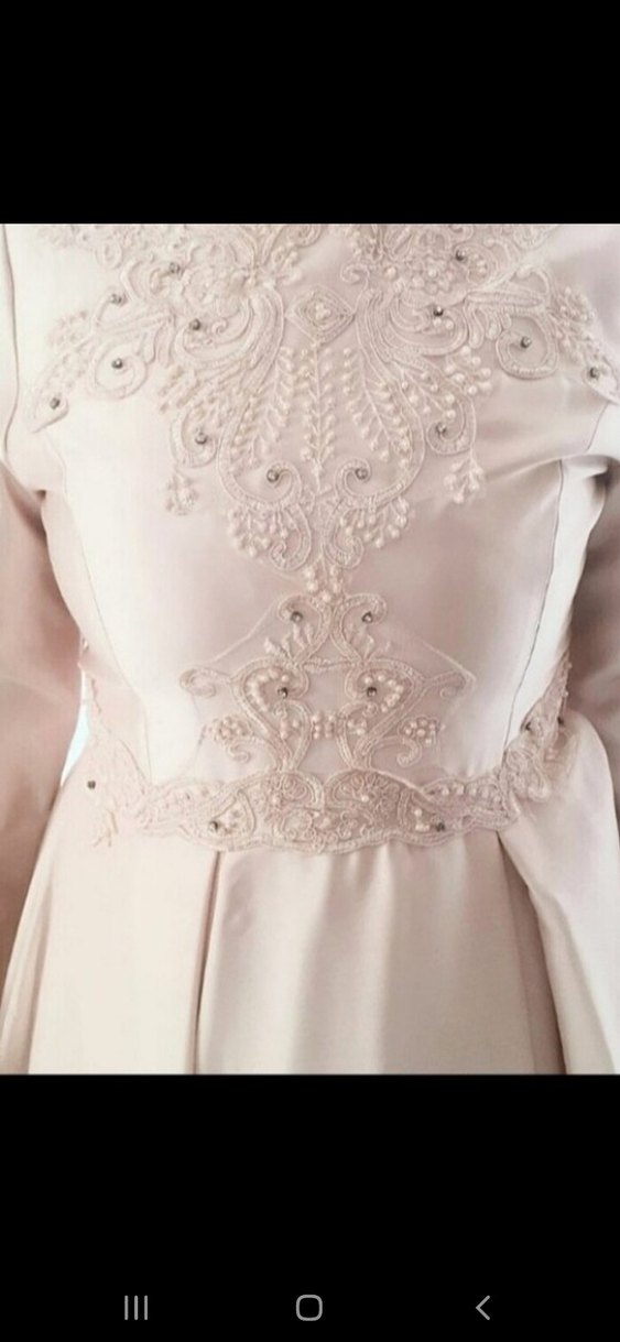 Uzun pembe renk Kadın Abiye Elbise - Görsel 5