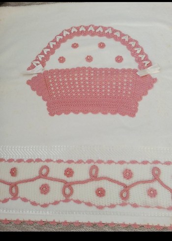 Pembe Nakışlı çeyizlik havlu - Görsel 2