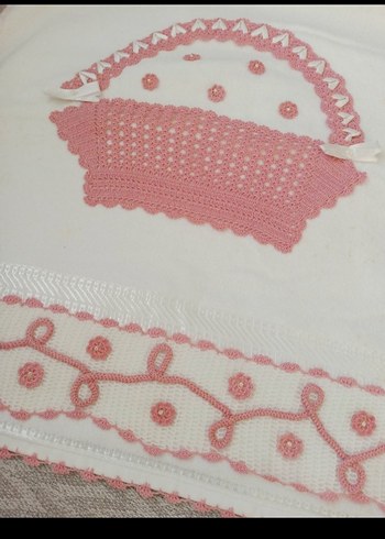 Pembe Nakışlı çeyizlik havlu - Görsel 4