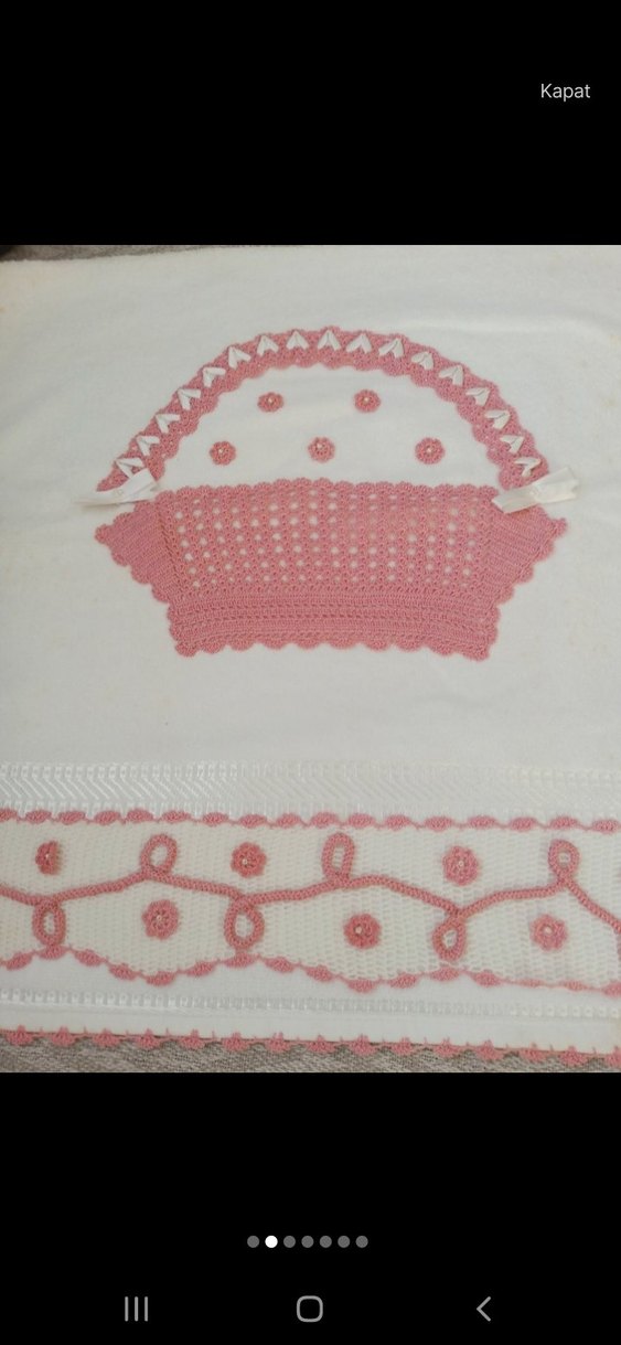 Pembe Nakışlı çeyizlik havlu - Görsel 2