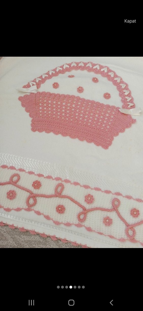 Pembe Nakışlı çeyizlik havlu - Görsel 4