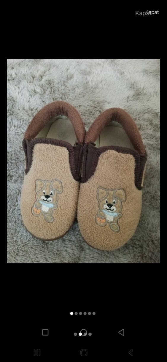 erkek Çocuk Kahverengi Nakışlı Sıcak Terlik - Görsel 2