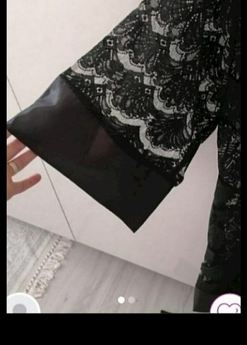 Siyah Uzun Gotik Desenli Kadın Sabahlık - Görsel 2