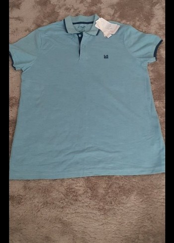 Mavi Düğmeli Erkek Polo Tişört - Görsel 3