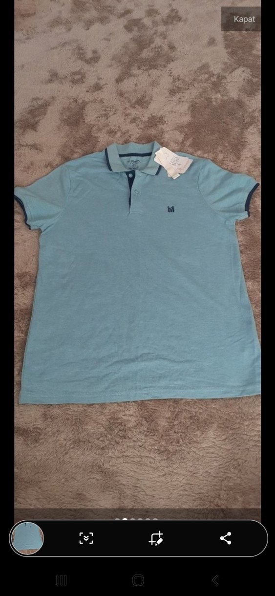 Mavi Düğmeli Erkek Polo Tişört - Görsel 2