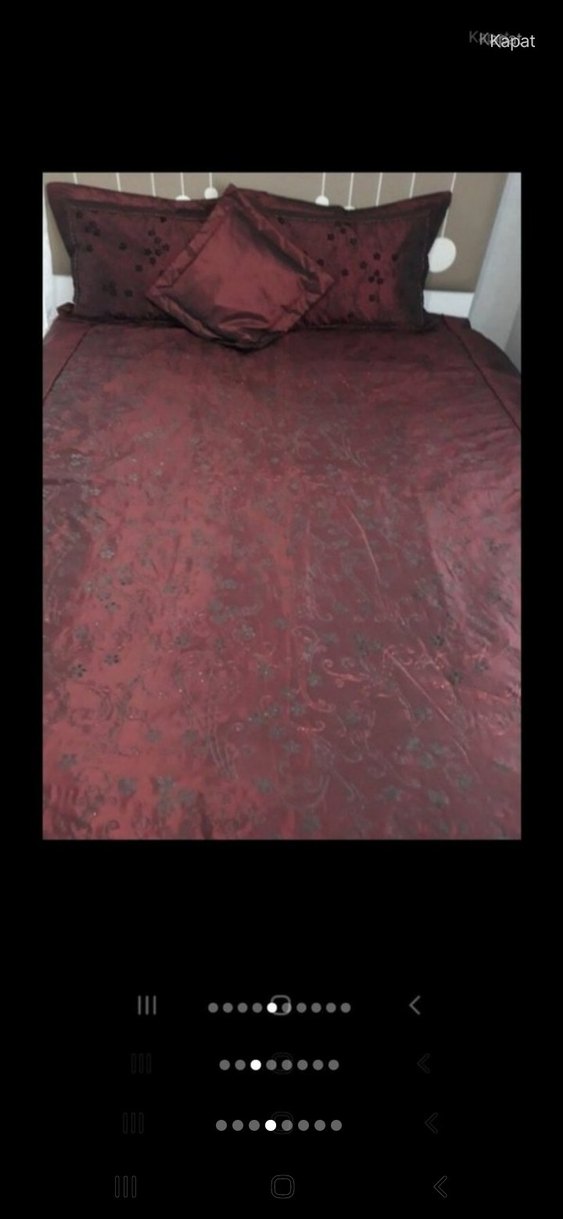 Bordo Nakışlı Yatak Örtüsü - Görsel 4