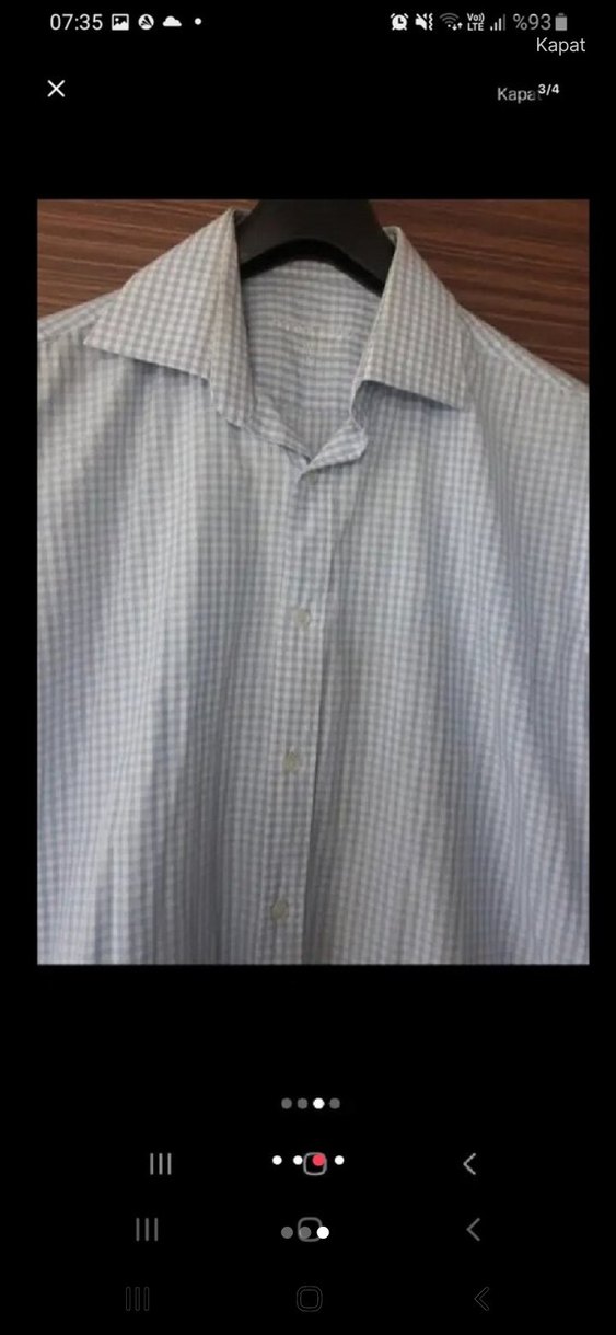 Mavi Keten Kısa Kollu Regular Fit Erkek Gömlek - Görsel 3