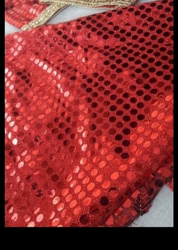 Kadın Kırmızı Payetli Şal - Görsel 3