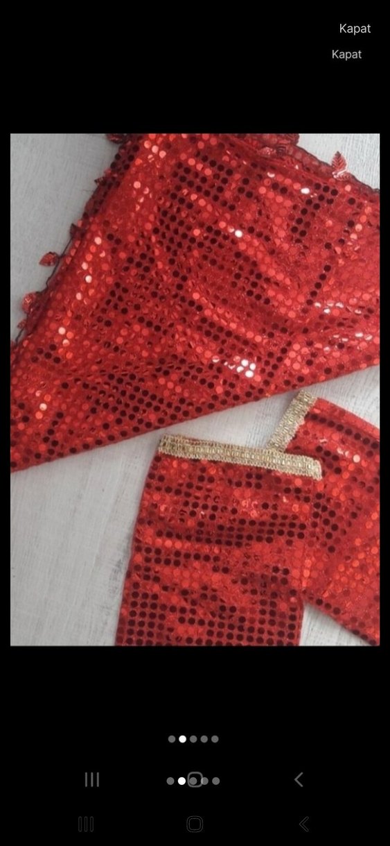 Kadın Kırmızı Payetli Şal - Görsel 2