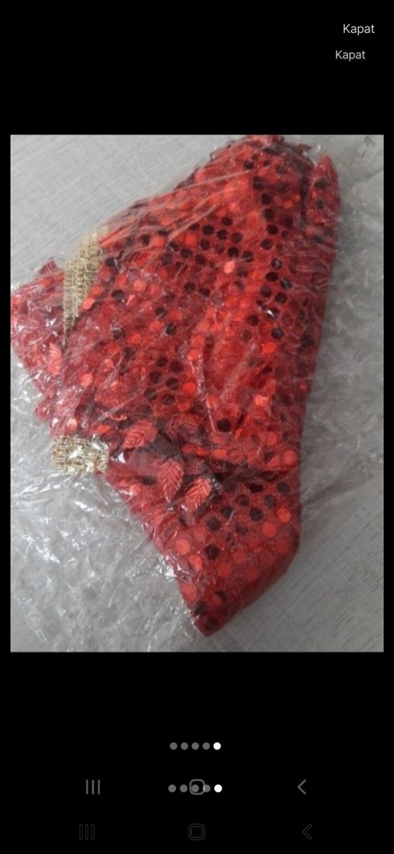 Kadın Kırmızı Payetli Şal - Görsel 5