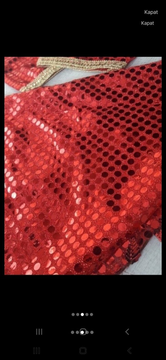 Kadın Kırmızı Payetli Şal - Görsel 3